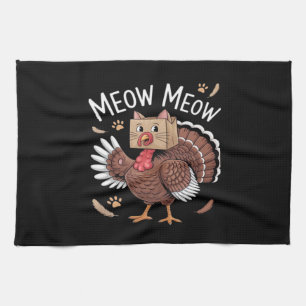 Thanksgiving Cat Funny Fake Cat Meow Thanksgiving Geschirrtuch
