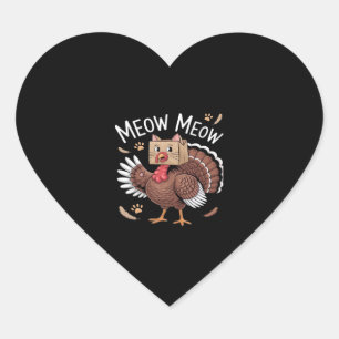 Thanksgiving Cat Funny Fake Cat Meow Thanksgiving Herz-Aufkleber