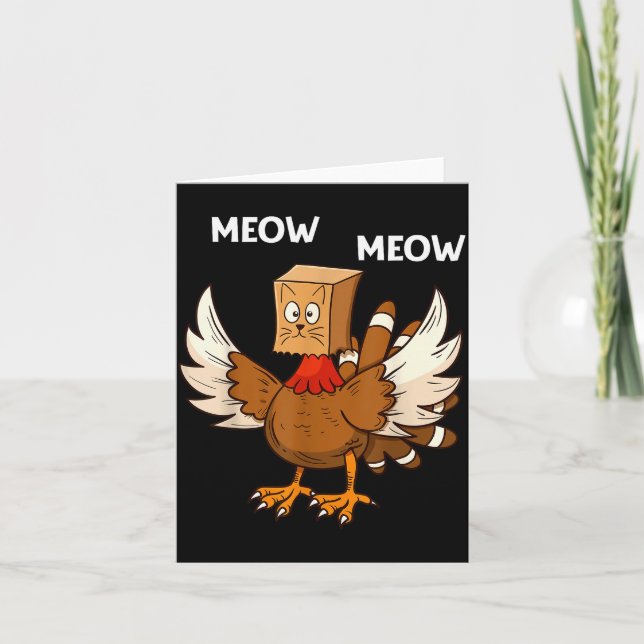 Thanksgiving Cat Funny Fake Cat Meow Thanksgiving  Karte (Vorderseite)