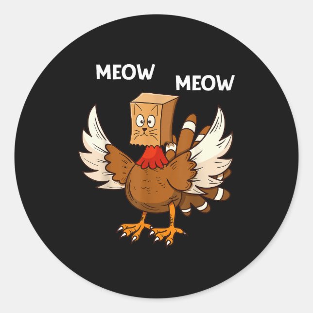 Thanksgiving Cat Funny Fake Cat Meow Thanksgiving  Runder Aufkleber (Vorderseite)