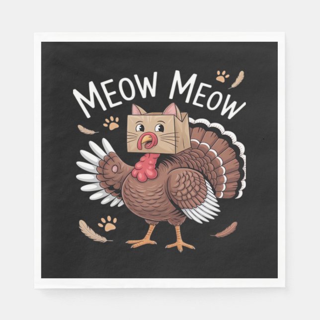 Thanksgiving Cat Funny Fake Cat Meow Thanksgiving Serviette (Vorderseite)