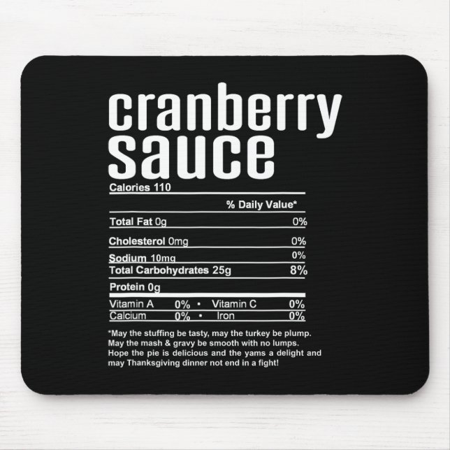 Thanksgiving Christmas Preiselbeersauce Nährwertan Mousepad (Vorne)