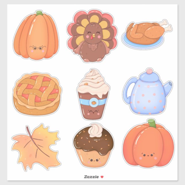 Thanksgiving Clipart Aufkleberbogen Aufkleber (Blatt)
