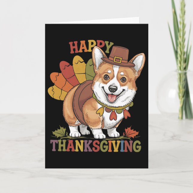 Thanksgiving Corgi Dog Turkey  Karte (Vorderseite)