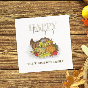 Thanksgiving Cornucopia Watercolor Elegant Harvest Serviette