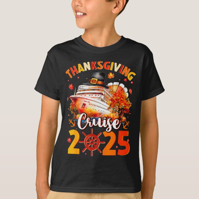 Thanksgiving Cruise 2025 Funny Turkey Pumpkin Leav T-Shirt (Vorderseite)