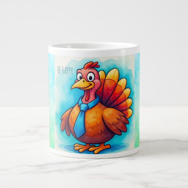 Thanksgiving, Cute Turkey, Giant Coffee Mug Jumbo-Tasse (Vorderseite)