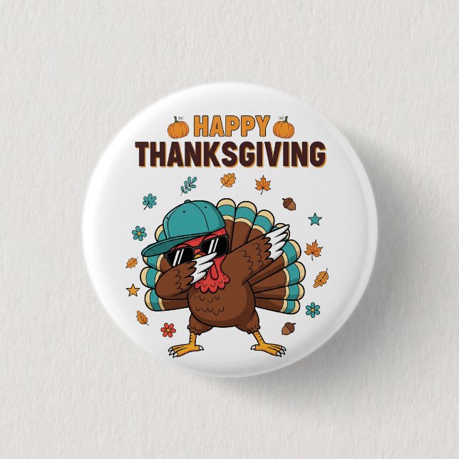 Thanksgiving Dabbing Turkey Button (Vorderseite)