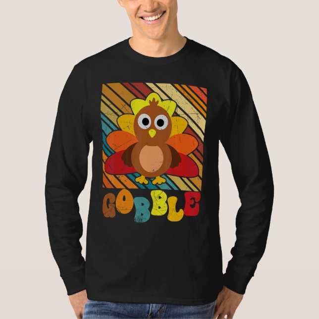 Thanksgiving Day Cute Turkey Gravy Groovy Gobble F T-Shirt (Vorderseite)