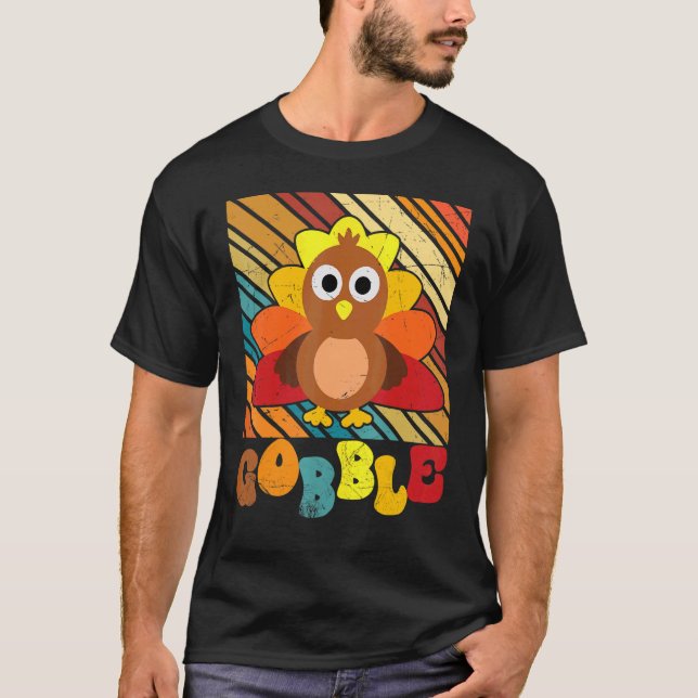 Thanksgiving Day Cute Turkey Gravy Groovy Gobble F T-Shirt (Vorderseite)