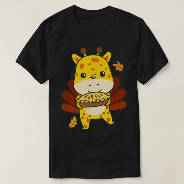 Thanksgiving-Day Outfits Turkey Giraffe with Apple T-Shirt (Design vorne)