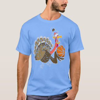 Thanksgiving Day Turkey Basketball Player Sports T-Shirt
