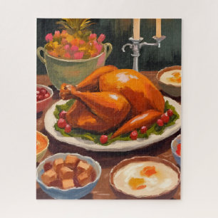 Thanksgiving-Dinner-Gemälde Aquarell Puzzle