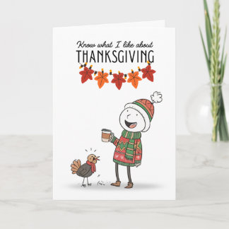 Thanksgiving Doodle Card with Coffee & Turkey Karte