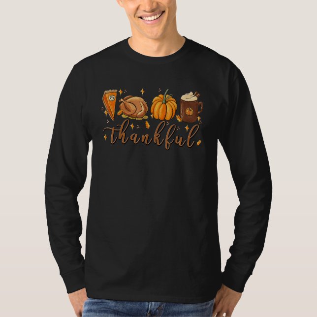 Thanksgiving Fall Leopard Pumpkin Blessed Thankful T-Shirt (Vorderseite)