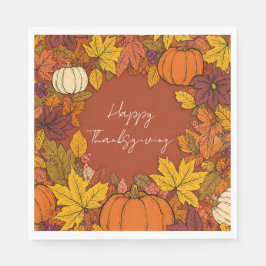 Thanksgiving Fall Pumpkin Greetings Serviette