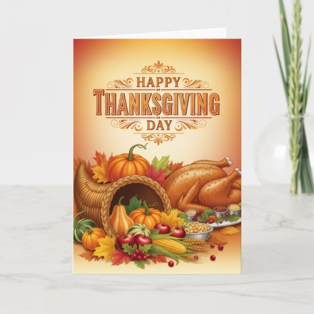 Thanksgiving Feast Blessings — Holiday Greeting Karte (Vorderseite)