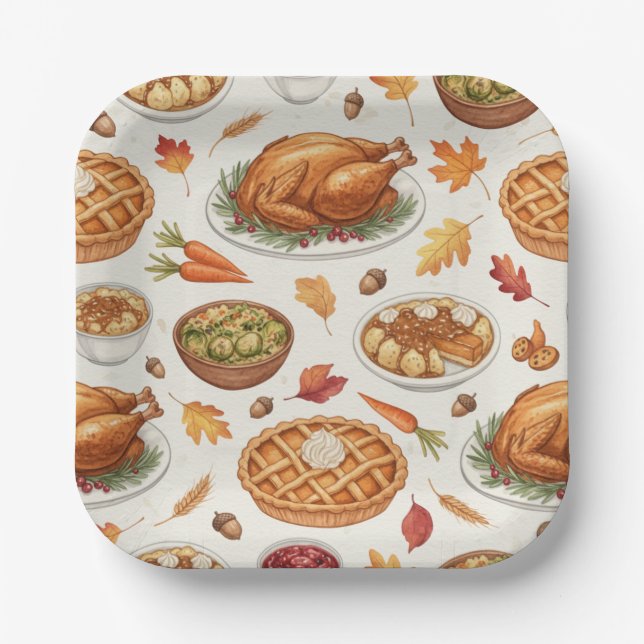 Thanksgiving Feast, Dinner Paper Plate Pappteller (Vorderseite)