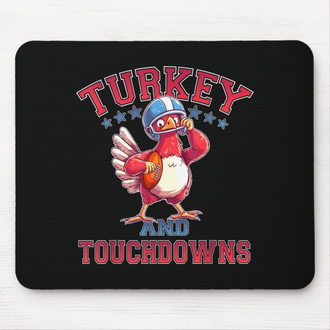 Thanksgiving Football Turkey &amp; Touchdowns Game Mousepad (Vorne)