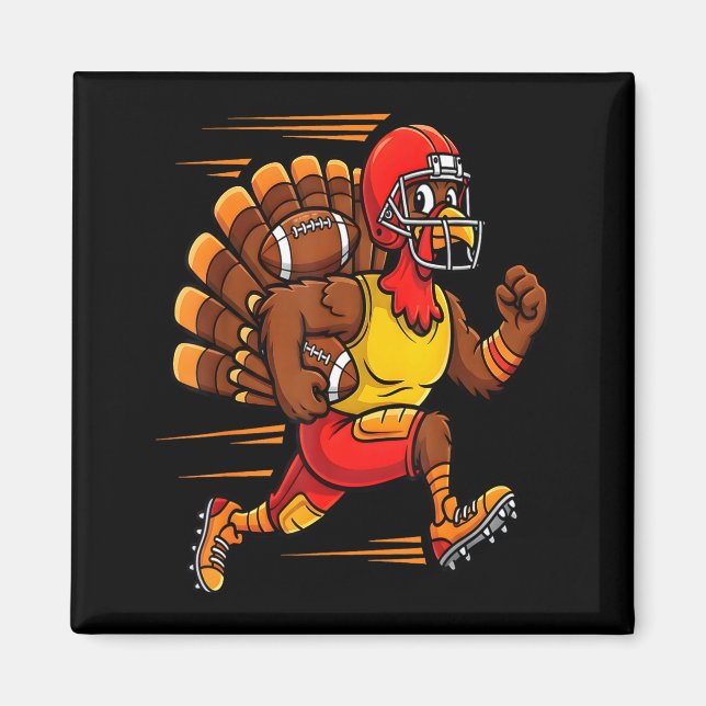 Thanksgiving Funny Turkey Playing Football Men Boy Magnet (Vorne)