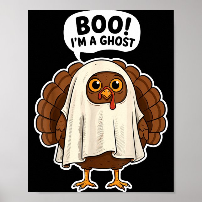 Thanksgiving Ghost Turkey Disguise Funny Halloween Poster (Vorne)