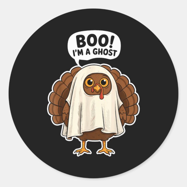 Thanksgiving Ghost Turkey Disguise Funny Halloween Runder Aufkleber (Vorderseite)