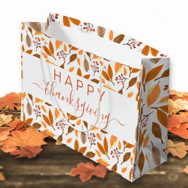 Thanksgiving Gift Bag – Grateful with Fall Leaves  Große Geschenktüte