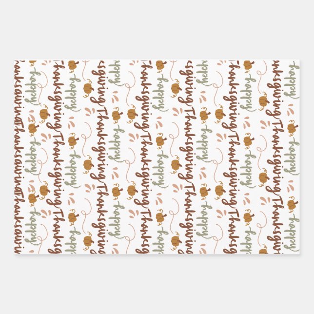 Thanksgiving Gift Wrap – Celebrate in Style Geschenkpapier Set (Vorderseite)