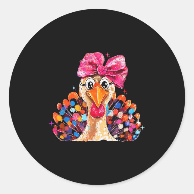 Thanksgiving Girls,coquette Turkey Funny Women, Gi Runder Aufkleber (Vorderseite)