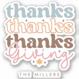 Thanksgiving groovy typography design aufkleber