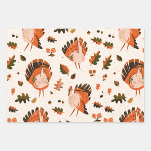 Thanksgiving Happy Turkey Day pattern gift Geschenkpapier Set