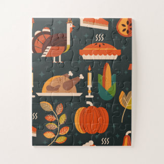 Thanksgiving Happy Turkey Day pattern gift Puzzle