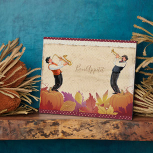 Thanksgiving Jazz Fall Maple Leaves Vintage Fotoplatte