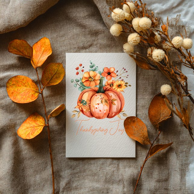 Thanksgiving Joy Floral Pumpkin Card Karte (Von Creator hochgeladen)