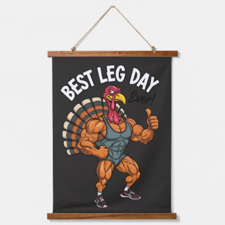 Thanksgiving Leg Day Wood Topped Wall Tapestry Wandteppich Mit Holzrahmen