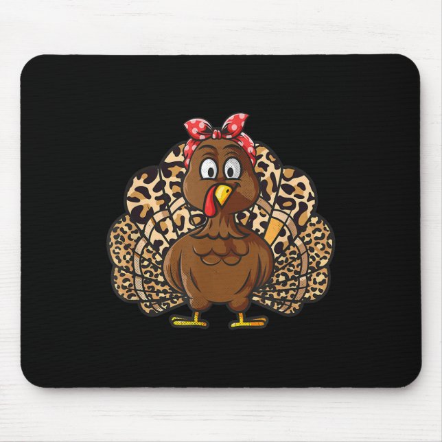 Thanksgiving Leopard Turkey Women Girl Autumn Fall Mousepad (Vorne)