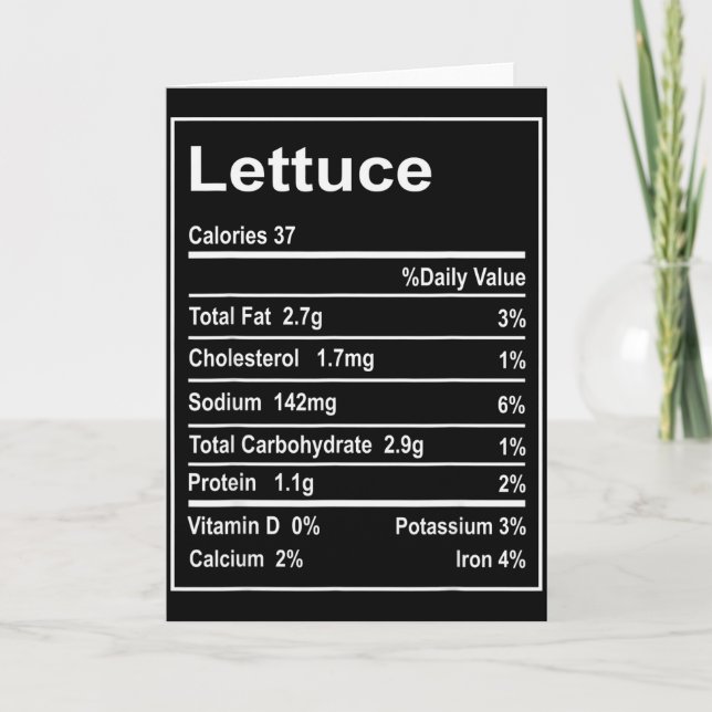 Thanksgiving Lettuce Nutrition Facts Men Women Chr Karte (Vorderseite)