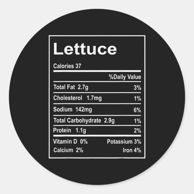 Thanksgiving Lettuce Nutrition Facts Men Women Chr Runder Aufkleber (Vorderseite)
