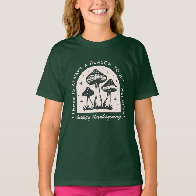 Thanksgiving mushroom magical forest dark green T-Shirt (Vorderseite)