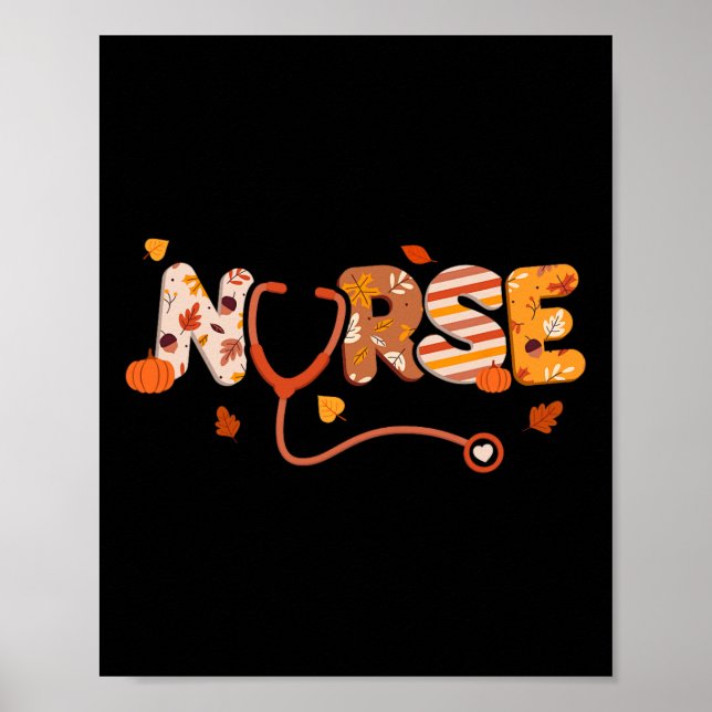 Thanksgiving Nurse Turkey Day Fall Love RN ER NICU Poster (Vorne)