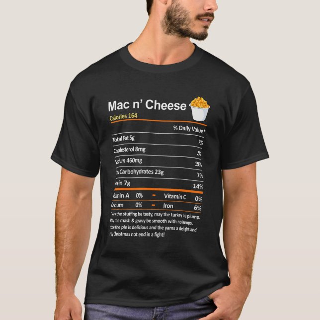 Thanksgiving Nutrition Facts  Mac and Cheese Nutri T-Shirt (Vorderseite)