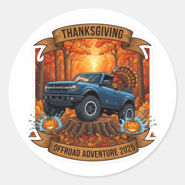 Thanksgiving Offroad Adventure 2025 Runder Aufkleber (Vorderseite)