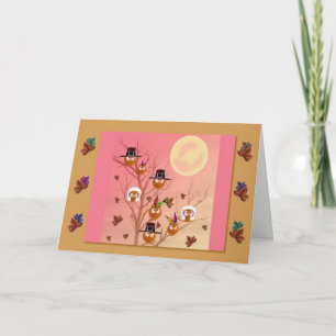 Thanksgiving Owls template card Feiertagskarte