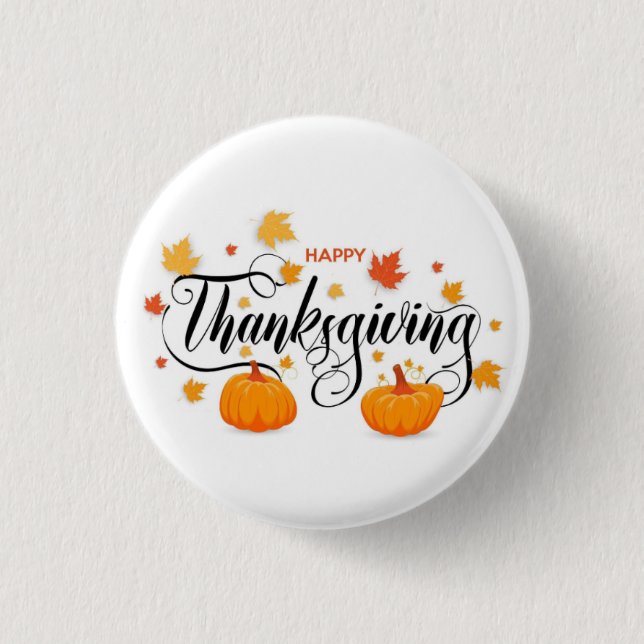 Thanksgiving Pin Button — Kürbis Pin Button (Vorderseite)