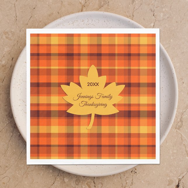Thanksgiving Plaid Maple Serviette (Von Creator hochgeladen)