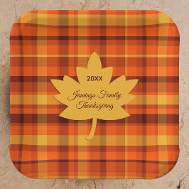 Thanksgiving Plaid with Maple Paper Products Pappteller