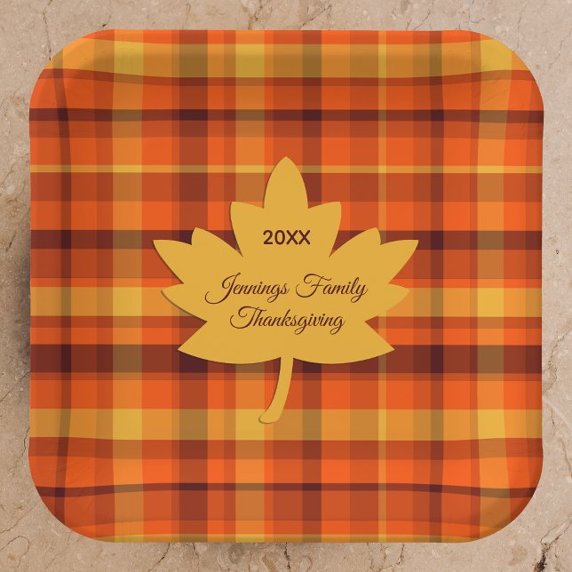 Thanksgiving Plaid with Maple Paper Products  Pappteller (Von Creator hochgeladen)