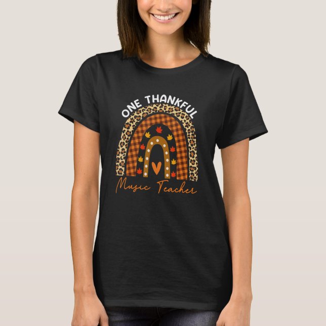 Thanksgiving Rainbow Leopard One Thankful Music Te T-Shirt (Vorderseite)