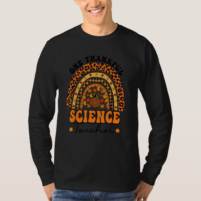 Thanksgiving Rainbow Leopard One Thankful Science  T-Shirt (Vorderseite)