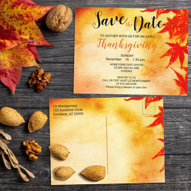 Thanksgiving Red Autumn Leaves Border Template Postkarte (Von Creator hochgeladen)